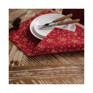 Sets de table et serviettes de table en coton 100% jetables, brodés de rouge de luxe, style américain, pour restaurants, hôtels, mariages - Product Image 1