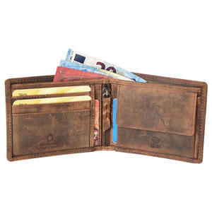 Portefeuille en cuir véritable à deux volets avec motif de fil - Product Image 2