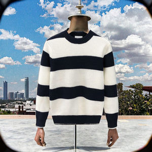 เสื้อสเวตเตอร์สวมหัวลายทางคอกลมทรงหลวมของผู้ชายเสื้อถักลำลองใหม่สำหรับฤดูใบไม้ร่วงคุณสมบัติป้องกันการหดตัว - Product Image 5