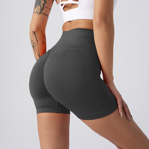Shorts de gymnastique taille haute XS pour femmes grande taille motif solide High Street Workout Yoga Shorts Butt Lifting Biker Poches 100% coton - Product Image 6