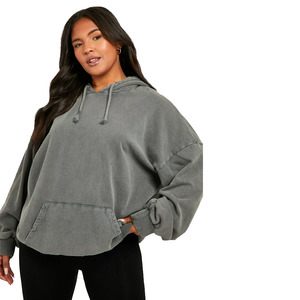 Sudaderas con Capucha de Algodón de Corte Cuadrado, Secado Rápido y Ecológicas para Mujer de Talla Grande, con Bolsillo Tipo Canguro, Diseño Personalizable y Opciones de Impresión - Product Image 1