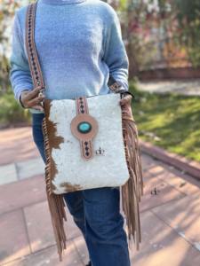 Wholesale Designer Hand Tooled Carving <b>Handbag</b> Real Cowhide Leather Fringe Bohemian Bags Hot Selling Bags <b>for</b> Women - Product Image 5