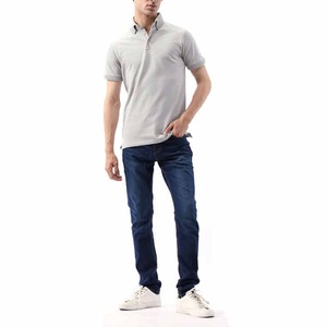 Polo de estilo informal de talla grande para hombre, tejido de punto transpirable de secado rápido, estampado sólido, ajuste seco, rendimiento de talla grande para hombre - Product Image 1