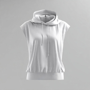 Streetwear <b>Sleeveless</b> <b>Hoodie</b> Women Jogging Wear <b>Sleeveless</b> Hood Singlet Top Ladies Workout Fitness Without Sleeve Hood Tops - Product Image 3