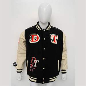 Veste universitaire d'hiver de haute qualité avec logo personnalisé en laine et chenille brodée pour hommes avec manches en cuir de couleur personnalisée High Street - Product Image 6