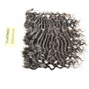 Cuticule non traitée alignée naturelle soyeuse 13*4 HD frontale ondulée couleur noire vierge brute indienne Temple Extensions de cheveux humains - Product Image 5