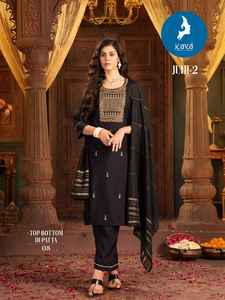 Traje de diseñador Evergreen, pantalón Kurti de seda romana de alta demanda, trabajo de bordado Dupatta, últimas colecciones para adultos fabricados - Product Image 4