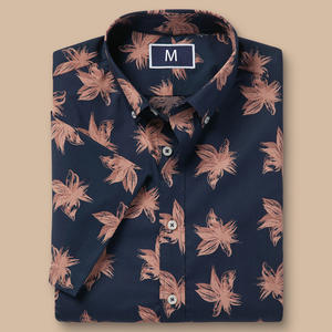 เสื้อพิมพ์ลายสำหรับผู้ชายทรงเข้ารูปปกติแขนสั้นงานปักป้ายโลโก้ - Product Image 3