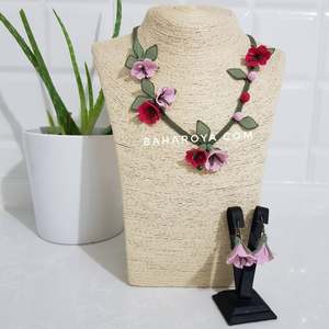 Conjunto de joyería de moda de Gülşah Kolye İğne Oyası Küpe en color Pembe - Product Image 1