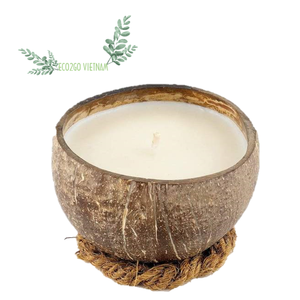 Bougeoir en coquille de noix de coco fait à la main | Bougeoir naturel pour la décoration de la maison et du spa | Option de décoration durable et écologique - Product Image 1