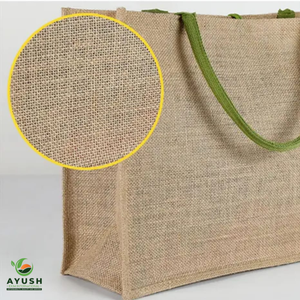 Bolsas de compras personalizadas logotipo impreso hecho de fibras de plantas de yute reutilizable personalizable para la compra de comestibles - Product Image 2