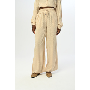 Pantaloni a Gamba Larga con Motivi per Donna, Vita Elastica, Comodi Pantaloni - Product Image 2