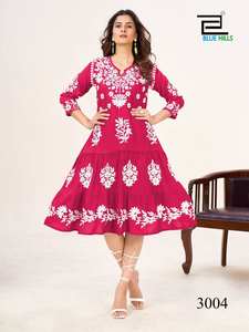 Latest Designer Heavy Rayon Lakhnavi Printed Work <b>Kurti</b> by FabZon - Product Image 3