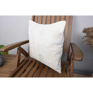Beige Wool 18x18 Inch Luxury Vintage Print <b>Pillow</b> Farmhouse Rustic Accent Woven Patchwork Style Portable for Bedroom Sofa Use - Product Image 3