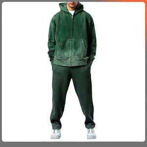 Conjunto de 2 Piezas OEM Unisex, Pantalones Deportivos y Sudadera con Capucha, Estilo Desteñido, 100% Algodón, Ropa Urbana - Product Image 4