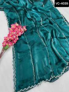 Nouvelle tendance traditionnelle Vichitra soie broderie Zari fils travail Sari avec pierre travail femmes fabricant de mode de l'Inde - Product Image 5