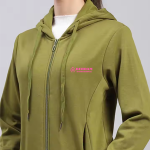 Sweats à capuche zippés pour femmes 100% coton polaire Logo personnalisé impression fermeture éclair sweats à capuche vierges 300 GSM Streetwear Service OEM - Product Image 6