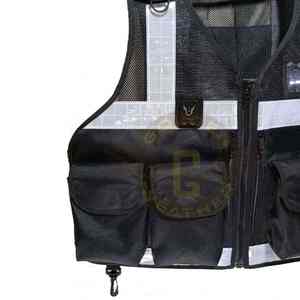 Veste de sécurité réfléchissante haute visibilité pour travaux routiers, vêtements de sécurité paramédicaux, uniforme de garde de sécurité noir, veste tactique - Product Image 4