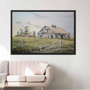 Arte impreso en lienzo para pared: paisaje rústico campestre y decoración bohemia, 1 pieza: con marco negro - Product Image 1