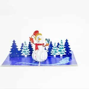 X mas Handmade Luxury 3D Pop Christmas Gift Card Artificial Paper Handicraft Souvenir Merry Christmas