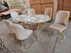 Juego de Comedor de Diseño Moderno Convertible de Metal y Madera para Hogar, Apartamento, Hotel, Restaurante o Villa - Product Image 3