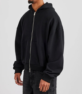 Sudadera con Capucha de Moda Urbana, Lavado Ácido, Algodón de Alta Calidad, Estilo Vintage, Tejido de Punto, Estampado, Sudadera con Cierre para Invierno, Holgada - Product Image 3