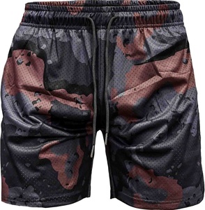 Pantalones Cortos de Malla para Hombre, 100% Poliéster, Estilo Urbano, Cintura Media, Transpirables, de Secado Rápido, con Estampado Sublimado y Bolsillos con Cremallera - Product Image 3