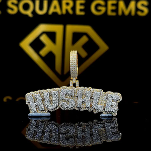 Pendentif Hip Hop personnalisé avec lettre, Pendentif lettre, Pendentif Hip Hop pour homme avec lettre en moissanite, Bijoux Hip Hop Ice Out, Pendentif bicolore - Product Image 1