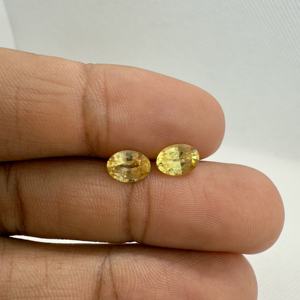 Zafiro amarillo tratado con calor natural Sri Lanka Ceilán par de piedras preciosas sueltas de corte ovalado 2.45ct para la fabricación de joyas - Product Image 2