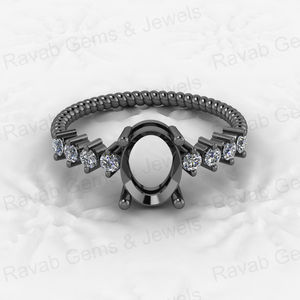 Componentes de Joyería de Alta Calidad, Plata 925, Engaste Semi-Montado, Bisel Ovalado de 6x8mm, 4 Puntas, para Resina CZ, Anillo de Eternidad con Cenizas, Diseño Trenzado - Product Image 3