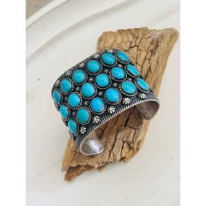 Kevin Billah Kingman Fashion <b>Cuff</b> <b>Bracelet</b> Turquoise & Sterling <b>Silver</b> Cluster Design - Product Image 4