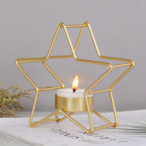 Metal Iron <b>Star</b> Shaped T <b>Light</b> Holder Brass Gold Color Classic Design Candle Holder & Candle Stand for <b>Christmas</b> Decor Handmade - Product Image 1