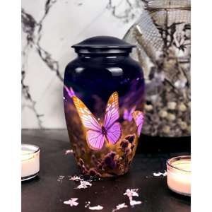 โกศเผาศพอลูมิเนียมปลายสูงลายทิวลิปสำหรับผู้ใหญ่ที่เก็บของประดับเคลือบเคลือบสำหรับตกแต่งความจุ3-4L - Product Image 3