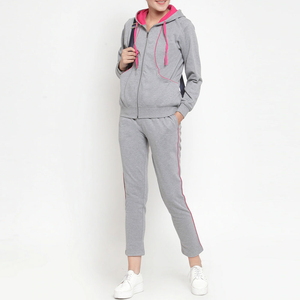 Jogger Sets Mujer Casual Splice Colors Zip Up 100% Algodón 320 GSM Regular Manga larga Ropa de entrenamiento Chándales deportivos OEM - Product Image 4