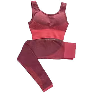 Conjunto de Dos Piezas de Leggings y Sujetador Deportivo de Yoga con Cuello en U de Alta Sujeción para Mujer, Tirantes Ajustables, Secado Rápido, Ecológico, Spandex/Nailon en la Parte Delantera - Product Image 1