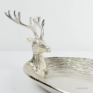 Produit décoratif Plateau ovale avec poignées en bois de cerf Plateau de service pour la maison et l'hôtel Plateau en aluminium - Product Image 5