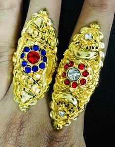 Anillos de dedo de compromiso chapados en oro de 24 quilates de estilo Vintage de diamante rojo, conjunto de joyería para mujer para boda para regalo - Product Image 6