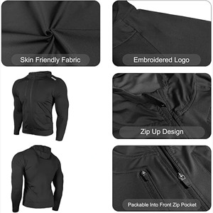 Chaqueta Cortavientos Informal para Hombre, Ligera, para Correr, con Bolsillos Laterales, Reversible, Transpirable, con Capucha, Sudadera Deportiva para Gimnasio - Product Image 5