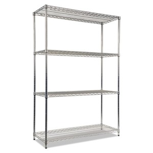 Alera ALESW504818SR NSF Certified <b>Industrial</b> 4-Shelf 48 In. X 18 In. X 72 In. Wire Shelving Kit Standing Type Silver - Product Image 1