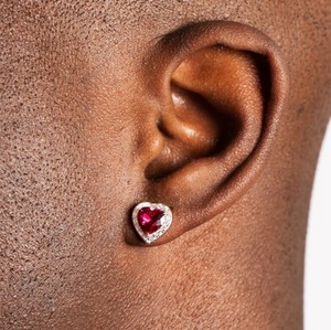 Charm Newly Designer Ruby Heart Pendientes en forma de corazón de oro sólido de 14KT para regalo del día de San Valentín - Product Image 1