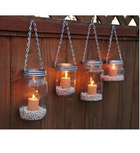 Hanging <b>Mason</b> Candle <b>Jar</b> Lantern, <b>Mason</b> <b>Jar</b> <b>With</b> Chain <b>Handle</b>, Decorative Glass <b>Mason</b> <b>Jar</b> - Product Image 1