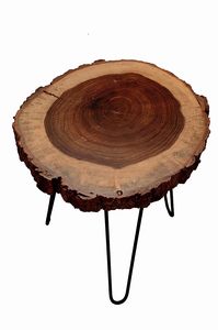 Superbe table pour la maison hôtel salon couleur or et marron Table basse moderne bois et métal forme ronde meubles Table centrale - Product Image 4