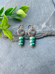 Modern Glass Beads & <b>Resin</b> <b>Earrings</b> with Turquoise Design and Cascading Fringe Unique Jewelry Gift From MS Handicraft - Product Image 3