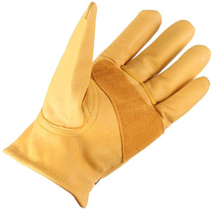 Gants de conducteur en cuir de vache doré Gants de travail à dos élastique froncé - Product Image 2
