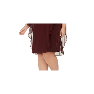 Abito casual in chiffon viola con perline e sovrapposizione, taglie forti, silhouette ampia, lunghezza al ginocchio, per donne africane, taglie XL-3XL - Product Image 3