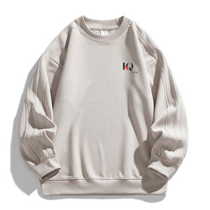 Men 100% Cotton Solid Pullover <b>Sweatshirt</b> with Round Neck and Long Sleeves Lightweight Eco-Friendly for Winter Casual Streetwear - Product Image 1