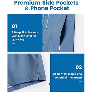 Short de fitness de haute qualité pour hommes avec poches short de fitness respirant et à séchage rapide - Product Image 3