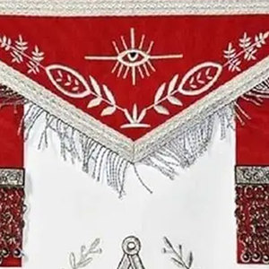 Delantal de bordado a máquina hecho a mano con cinta por encargo masónico según delantales de demanda OEM - Product Image 6