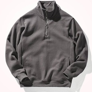 Vente chaude hommes demi fermeture éclair pull sweat sur mesure plaine contraste tissu couleurs quart fermeture éclair pull à capuche solide - Product Image 1