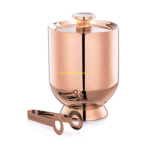 Hammered Stainless Steel Ice Bucket With Lid And Handle Double Wall Insulated Wine Whiskey Beer Champagne Cooler - Product Image 4